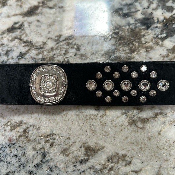 Rhinestone Black Leather belt with crystal studs